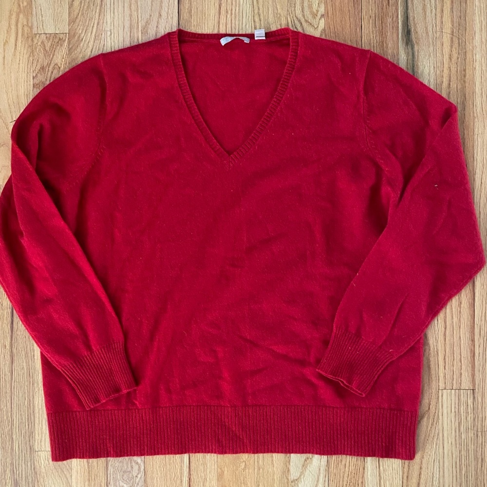Cashmere Addiction 3X Red V neck 100% Cashmere Sweater